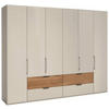 KLEIDERSCHRANK 300/236/58 cm 6-türig Eichefarben, Champagner  - Champagner/Eichefarben, Design, Glas/Holz (300/236/58cm) - Dieter Knoll