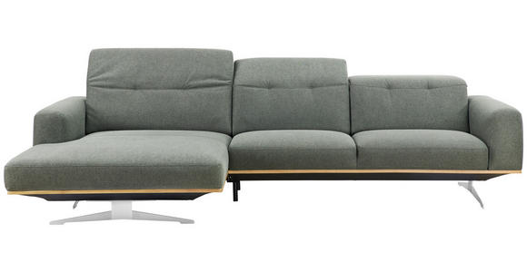 ECKSOFA in Webstoff Olivgrün - Edelstahlfarben/Olivgrün, Design, Holz/Textil (163/311cm) - Dieter Knoll