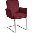 ARMLEHNSTUHL  in Stahl Chenille  - Chromfarben/Rot, Design, Textil/Metall (56/92/60cm) - Dieter Knoll