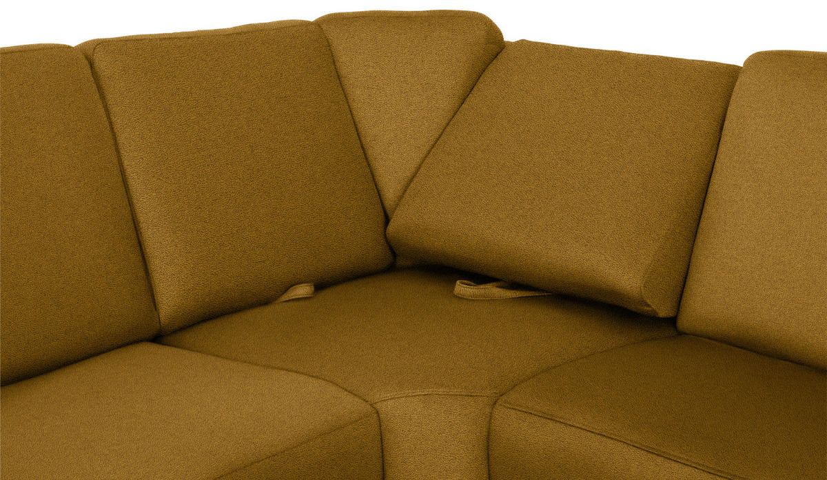 WOHNLANDSCHAFT Braun, Grün Flachgewebe  - Chromfarben/Braun, KONVENTIONELL, Textil/Metall (240/330/163cm) - Beldomo System