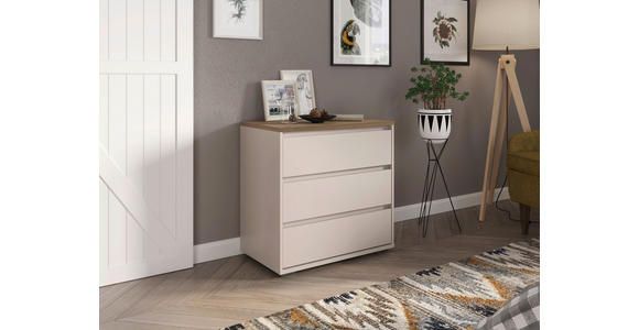 KOMMODE , 80,1/78,8/48 cm, 3 Schublade(n)  - Kaschmir/Eichefarben, Design, Holzwerkstoff/Kunststoff (80,1/78,8/48cm) - Carryhome