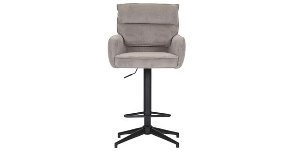 BARHOCKER Cord Taupe Stoffauswahl, Sitzfläche 360° drehbar  - Taupe/Schwarz, Design, Textil/Metall (54/98-120/58cm) - Novel