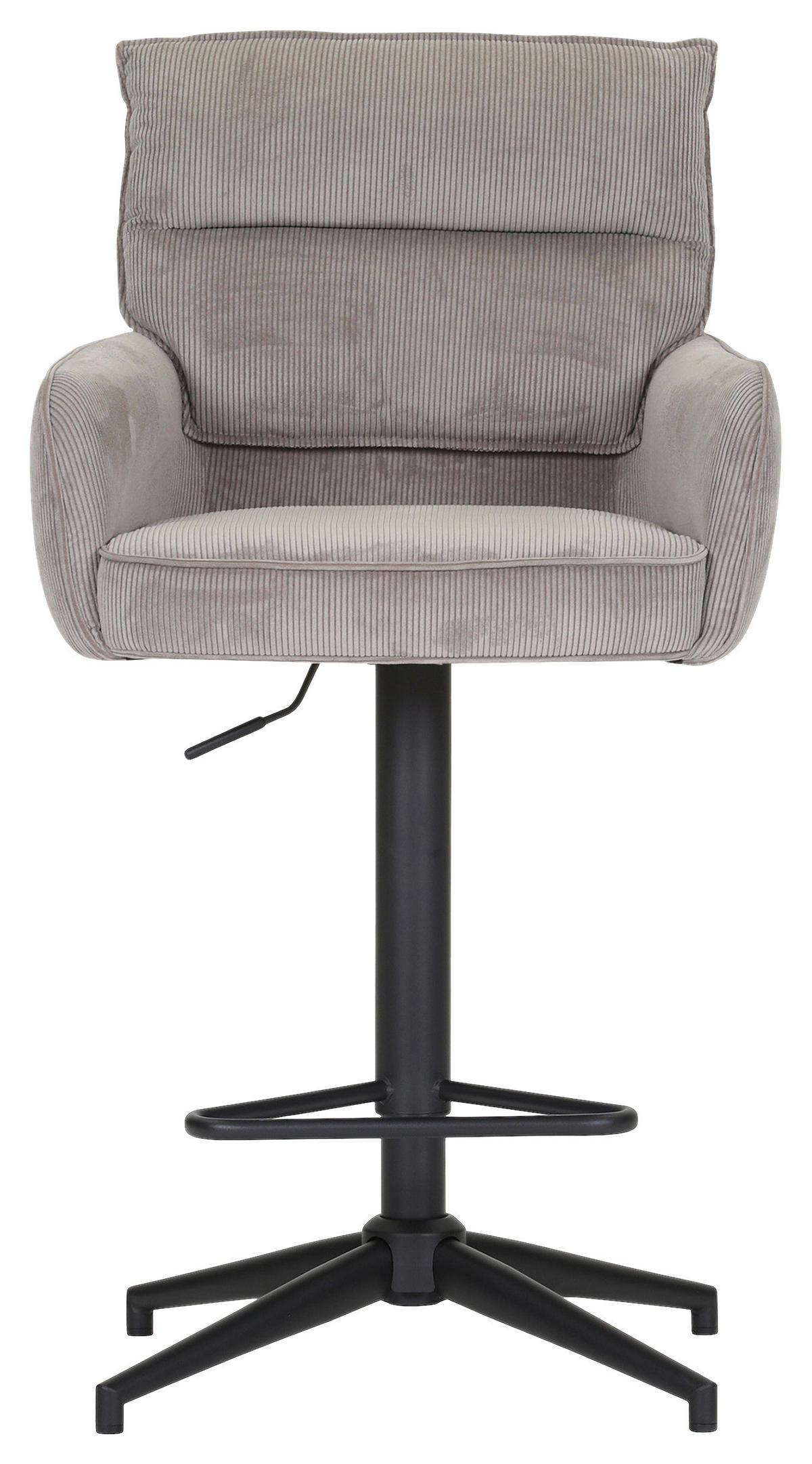 BARHOCKER Cord Taupe Stoffauswahl, Sitzfläche 360° drehbar  - Taupe/Schwarz, Design, Textil/Metall (54/98-120/58cm) - Novel