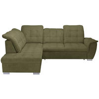 ECKSOFA Olivgrün Chenille  - Chromfarben/Olivgrün, KONVENTIONELL, Kunststoff/Textil (205/260cm) - Carryhome