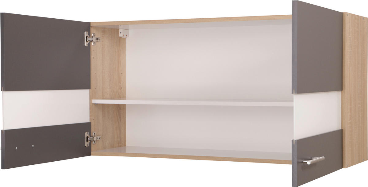 KÜCHENOBERSCHRANK 110/56,1/34,6 cm  in Grau, Eichefarben  - Eichefarben/Silberfarben, Basics, Glas/Holzwerkstoff (110/56,1/34,6cm) - Respekta