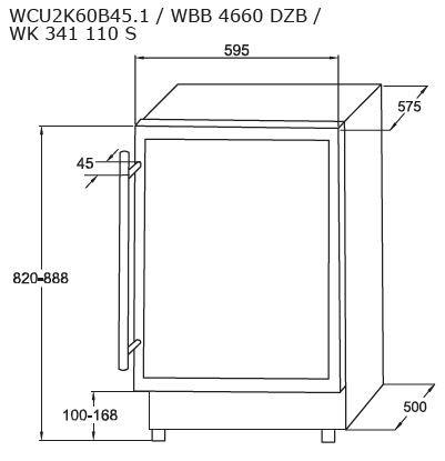 WEINKÜHLSCHRANK WK 341 110-2 S  - Schwarz, Basics, Glas/Metall (59,5/82,0-88,8/50cm) - Amica