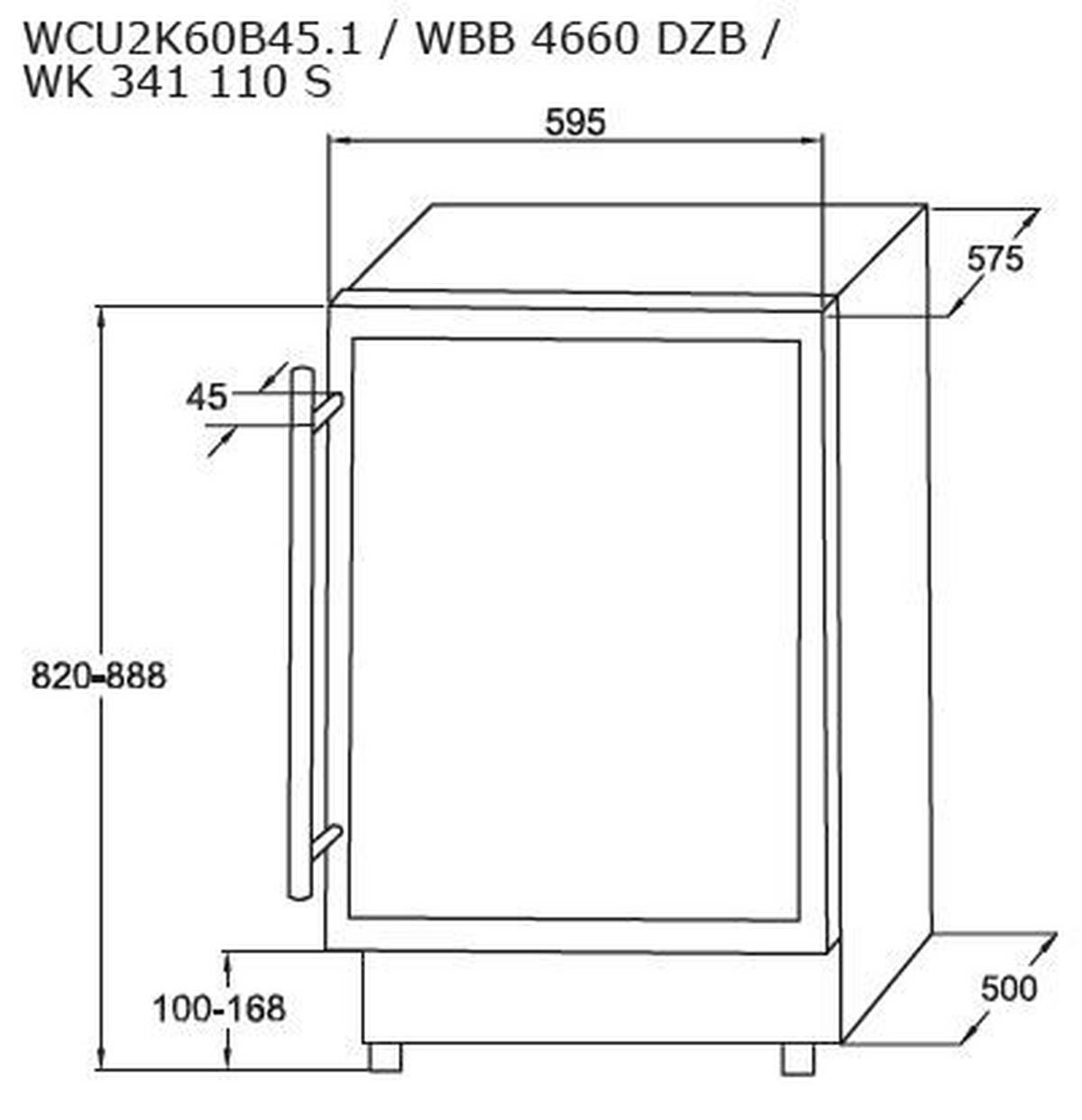 WEINKÜHLSCHRANK WK 341 110-2 S  - Schwarz, Basics, Glas/Metall (59,5/82,0-88,8/50cm) - Amica