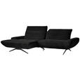 ECKSOFA  in Teddystoff Schwarz  170-195/280 cm  - Schwarz/Braun, Design, Textil/Metall (170-195/280cm) - Dieter Knoll