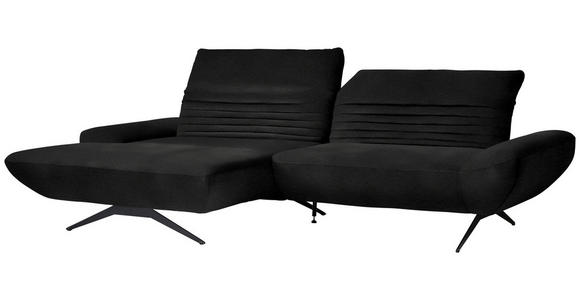 ECKSOFA  in Teddystoff Schwarz  170-195/280 cm  - Schwarz/Braun, Design, Textil/Metall (170-195/280cm) - Dieter Knoll