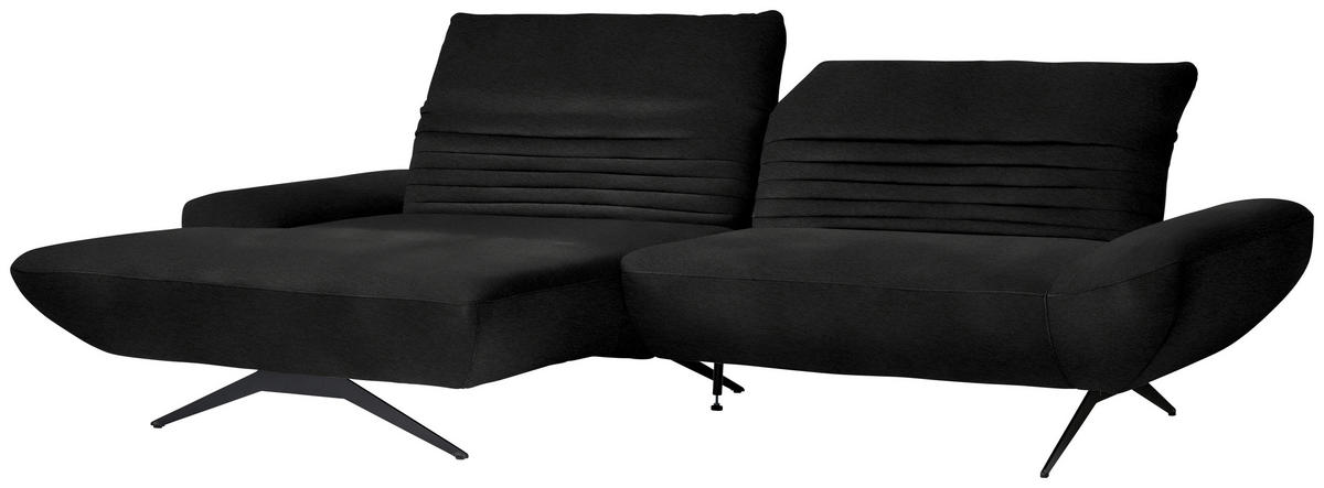 ECKSOFA  in Teddystoff Schwarz  170-195/280 cm  - Schwarz/Braun, Design, Textil/Metall (170-195/280cm) - Dieter Knoll