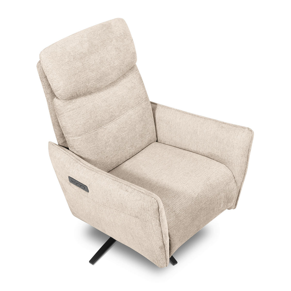 RELAXSESSEL in Textil Beige  - Beige/Schwarz, Design, Textil/Metall (77/107/88cm) - Livetastic