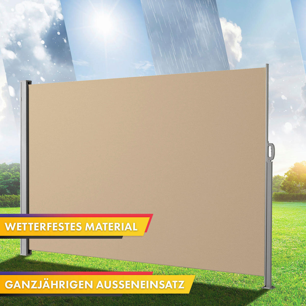MARKISE - Beige/Silberfarben, Basics, Kunststoff/Metall (300/140cm)