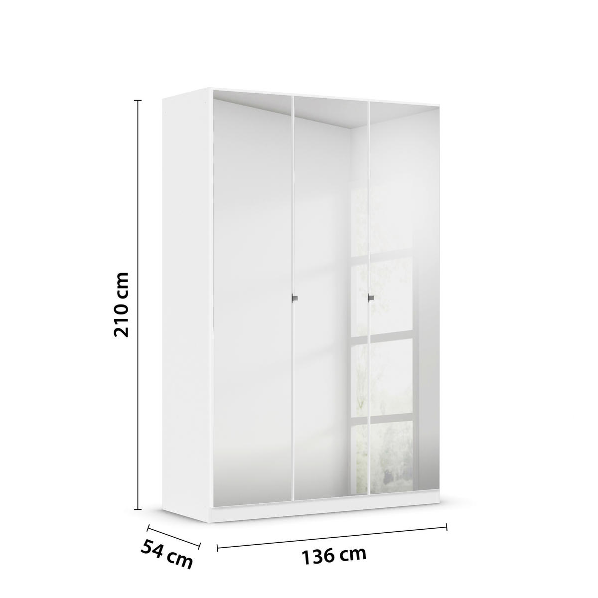 DREHTÜRENSCHRANK 136/210/54 cm 3-türig Weiß  - Chromfarben/Weiß, MODERN, Glas/Holzwerkstoff (136/210/54cm) - Rauch Möbel