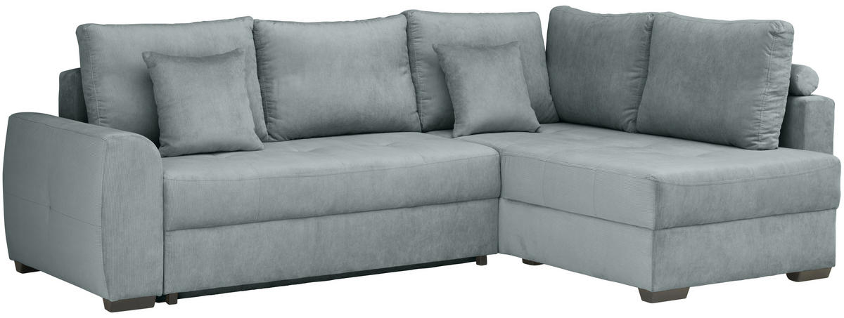 ECKSOFA inkl. Funktionen Grau Cord  - Schwarz/Grau, Design, Kunststoff/Textil (265/182cm) - Stylife