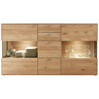SIDEBOARD Venturo  in 183/100,2/40,9 cm  - Edelstahlfarben/Eichefarben, KONVENTIONELL, Glas/Holz (183/100,2/40,9cm) - Valnatura