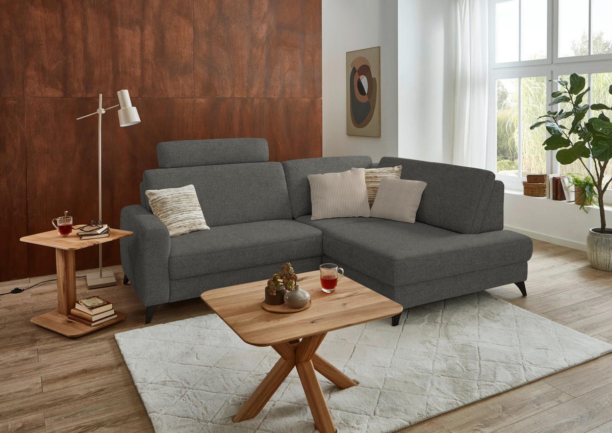 ECKSOFA  Chenille Grau  - Schwarz/Grau, Design, Textil/Metall (239/182cm) - Beldomo Comfort
