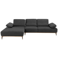ECKSOFA in Mikrofaser Dunkelgrau  - Dunkelgrau/Beige, Design, Textil/Metall (176/298cm) - Valnatura