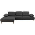 ECKSOFA in Mikrofaser Dunkelgrau  176/298 cm  - Dunkelgrau/Beige, Design, Textil/Metall (176/298cm) - Valnatura