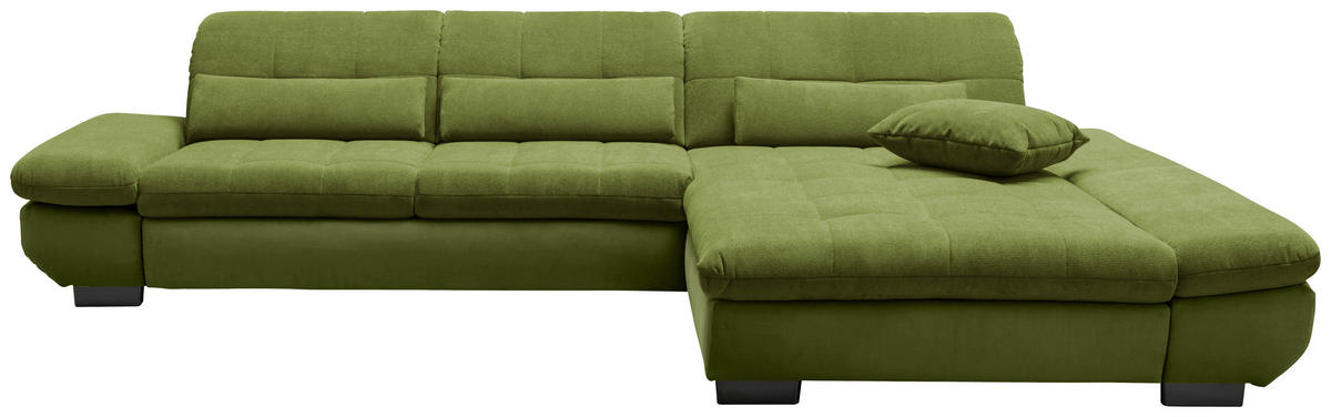 SEDEŽNA GARNITURA, gladka tkanina zelena  - črna/zelena, Design, kovina/tekstil (341/204cm) - Xora