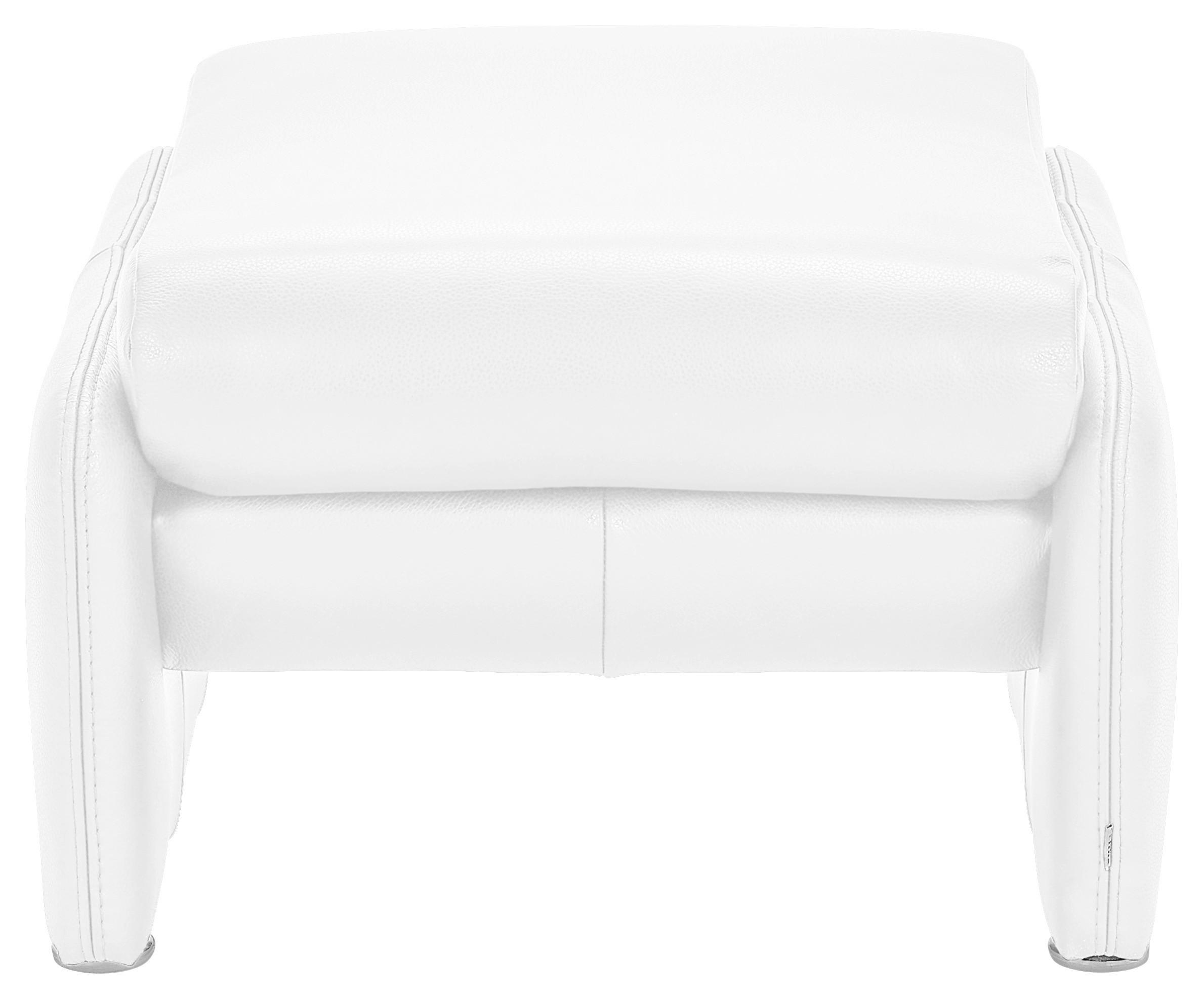 HOCKER Echtleder Weiß  - Chromfarben/Weiß, KONVENTIONELL, Leder/Metall (60/42/62cm) - Celina Home