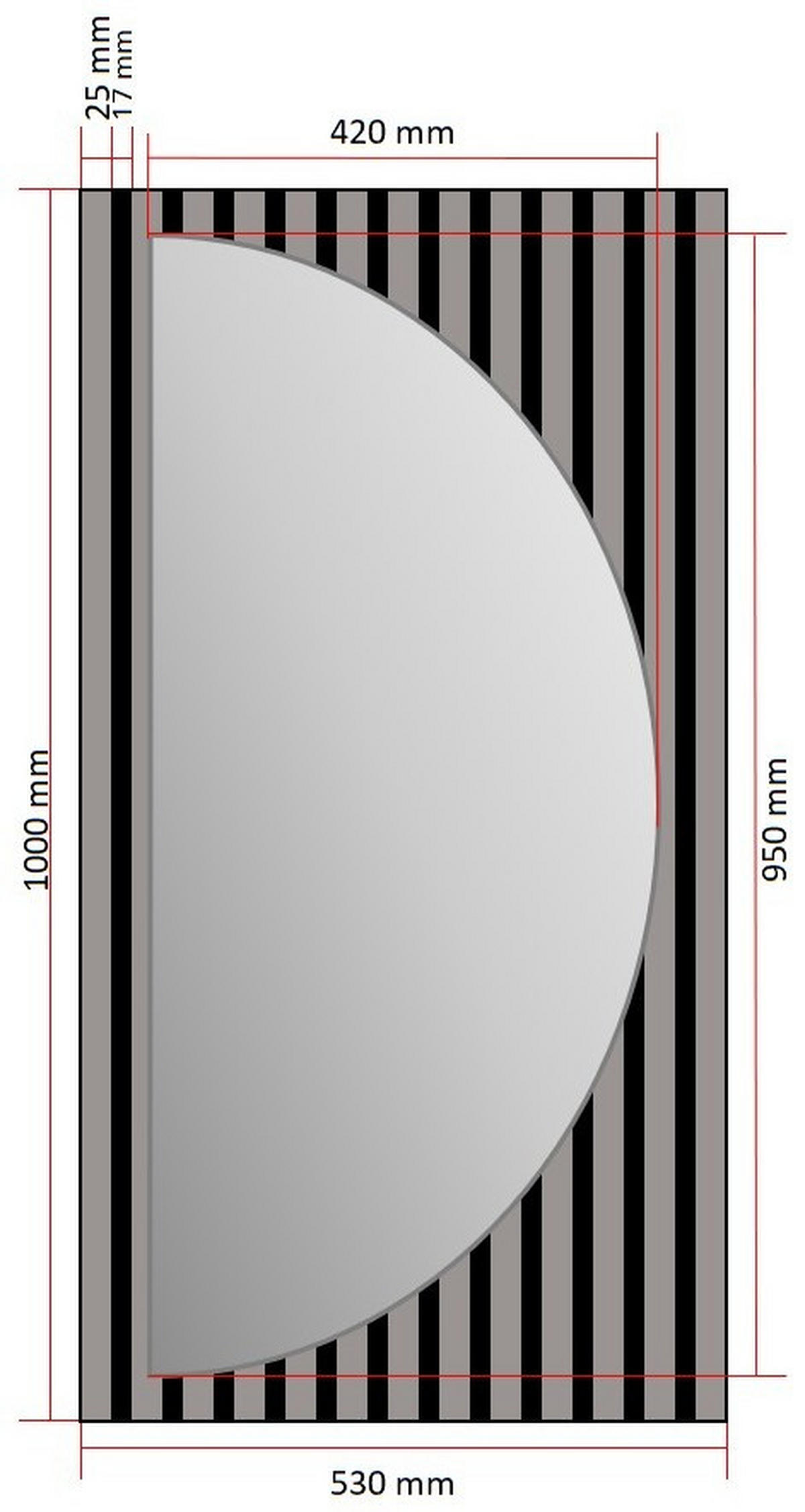 WANDSPIEGEL 53/100/7,3 cm    in rechteckig  - Schwarz/Grau, Design, Glas/Holzwerkstoff (53/100/7,3cm) - Carryhome