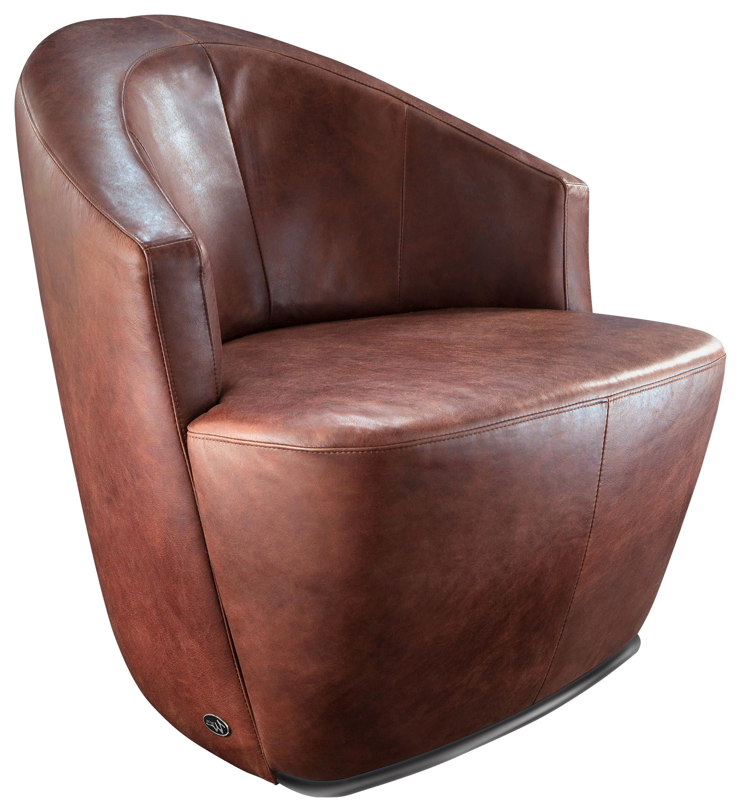 SESSEL Echtleder Braun    - Silberfarben/Braun, Design, Leder/Metall (77/82/87cm) - Chilliano