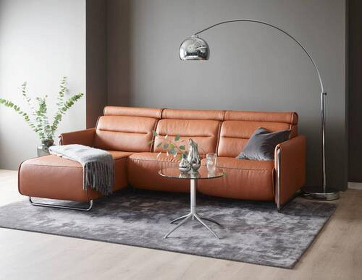 ECKSOFA in Echtleder Cognac  - Chromfarben/Cognac, Natur, Leder/Metall (184/248cm) - Stressless