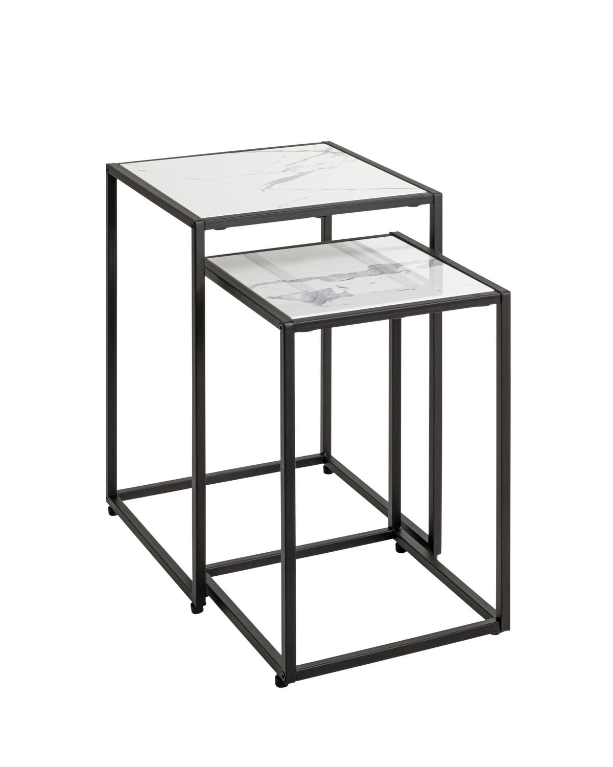 BEISTELLTISCHSET in Metall, Holzwerkstoff 28/33/28/33/43/50 cm  - Schwarz/Weiß, Trend, Holzwerkstoff/Metall (28/33/28/33/43/50cm)