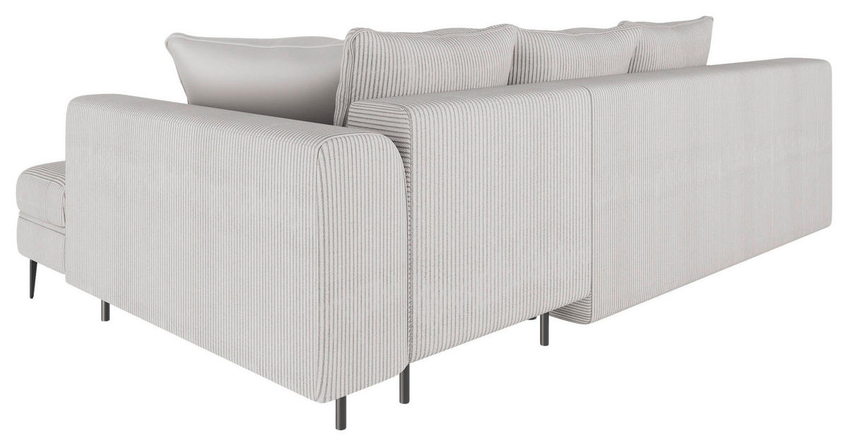 ECKSOFA Hellgrau Cord  - Hellgrau/Schwarz, Design, Kunststoff/Textil (177/276cm) - MID.YOU