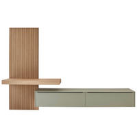 WOHNWAND  in Eichefarben, Olivgrün  322/210/49 cm  - Eichefarben/Schwarz, Design, Holzwerkstoff/Metall (322/210/49cm) - Celina Home