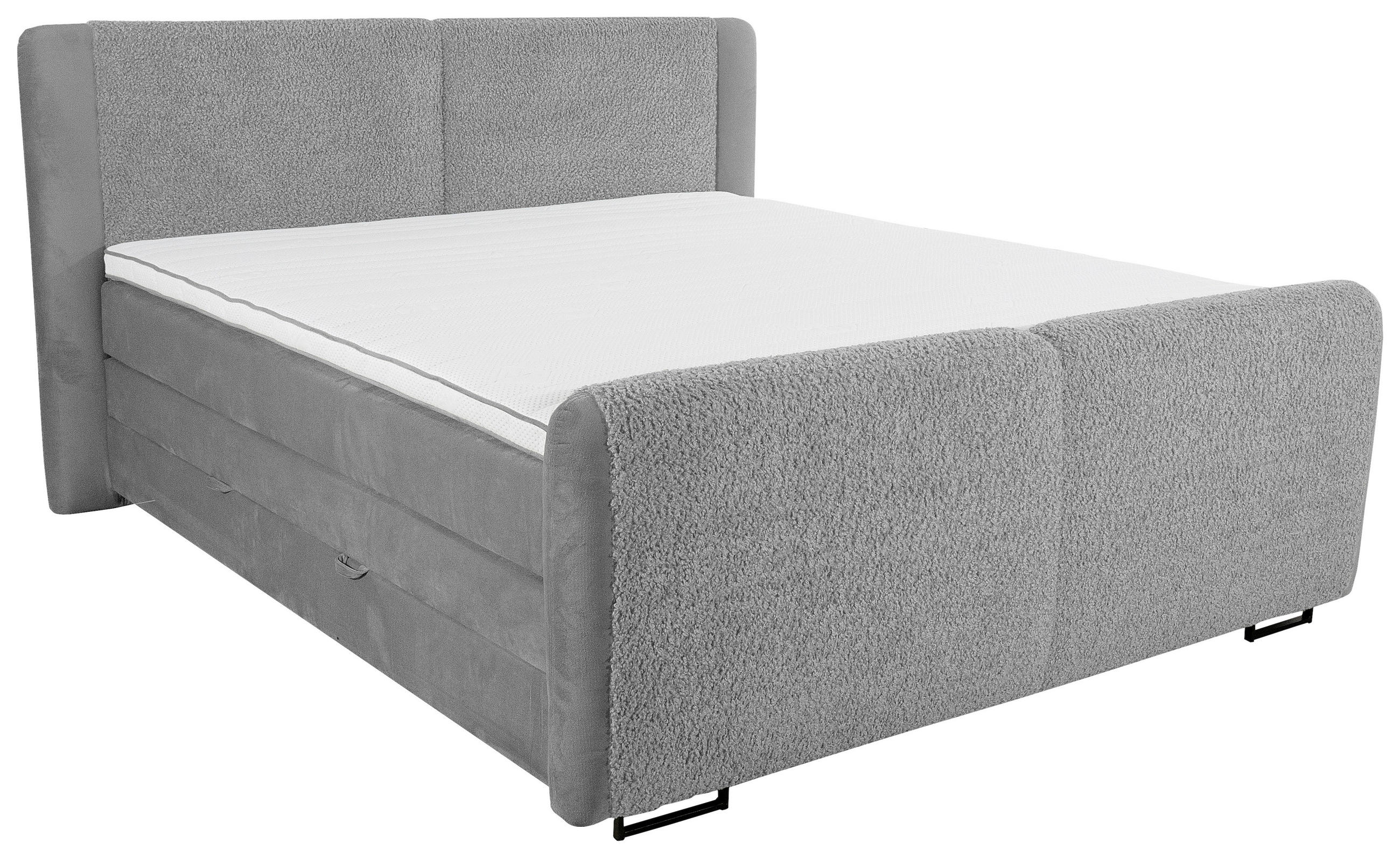 BOXSPRINGBETT 180/200 cm,  in Grau, Bettkasten, Topper, Matratzen,  - Schwarz/Grau, MODERN, Textil/Metall (180/200cm) - MID.YOU