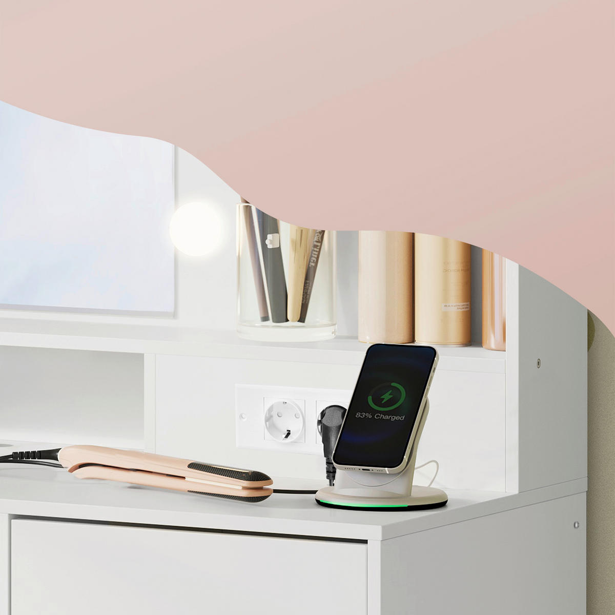 SCHMINKTISCH 107/40/144 cm, Weiß  - Weiß, KONVENTIONELL, Glas/Holzwerkstoff (107/40/144cm) - Boxxx