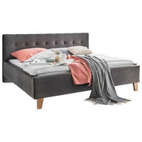 POLSTERBETT gepolstertes Kopfteil Dunkelgrau 140/200 cm  - Eichefarben/Dunkelgrau, Design, Holz/Textil (140/200cm) - Moderano