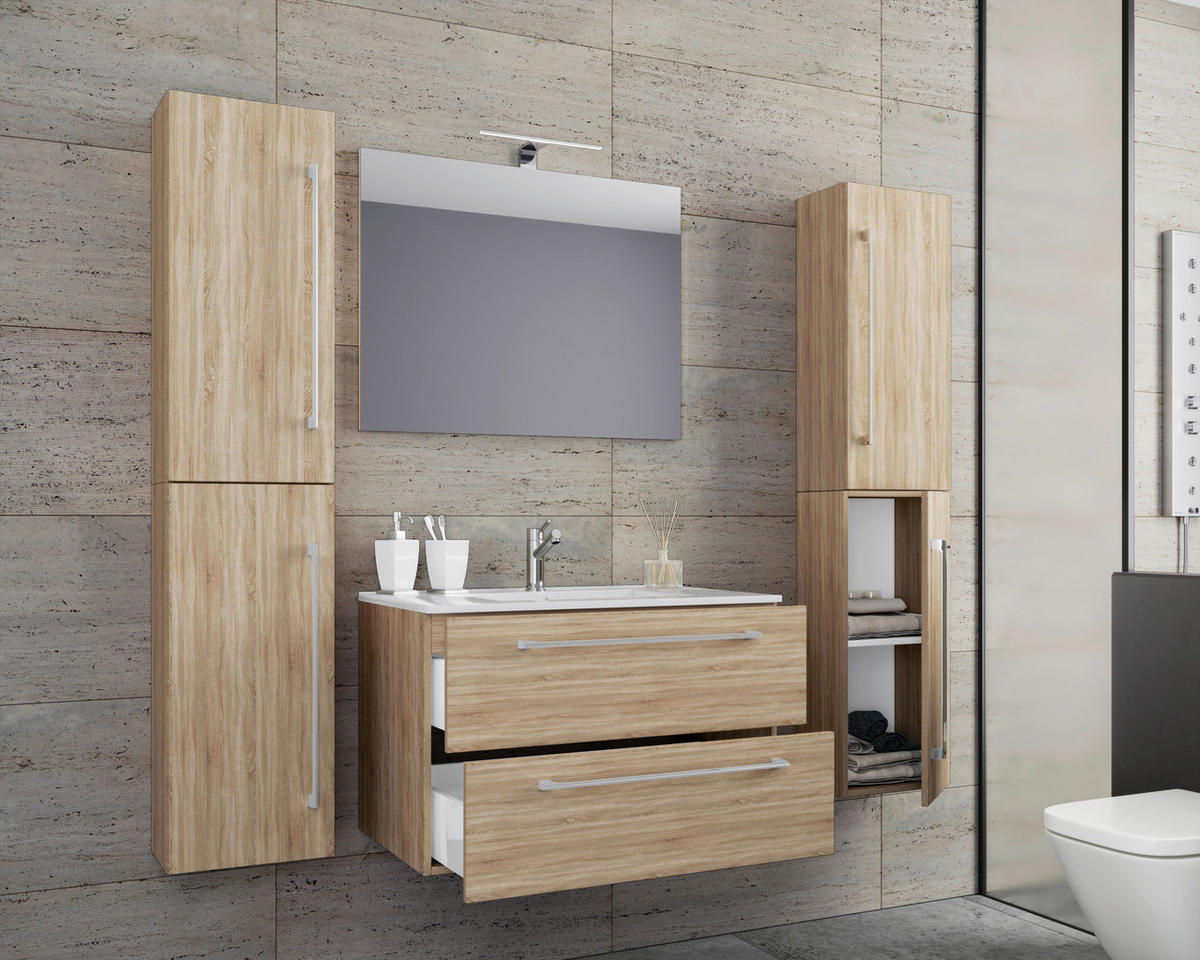 BADEZIMMER  in 127 cm  - Weiß/Grau, MODERN, Keramik/Holzwerkstoff (127cm) - MID.YOU