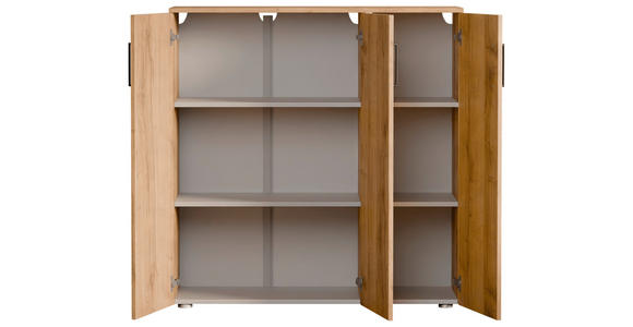 SCHUHSCHRANK 120/120/38 cm  - Eichefarben/Silberfarben, Basics, Holzwerkstoff/Kunststoff (120/120/38cm) - Moderano