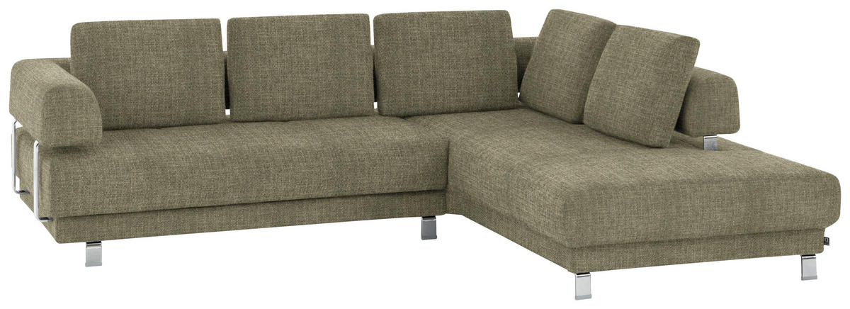 ECKSOFA Hellgrün Chenille  - Hellgrün, Design, Textil/Metall (277/235cm)