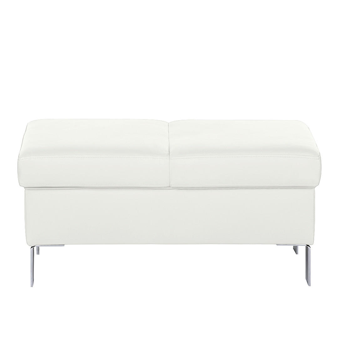 HOCKER Leder Weiss  - Chromfarben/Weiss, Design, Leder/Metall (91/44/57cm) - Livetastic