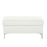 HOCKER in Leder Weiß  - Chromfarben/Weiß, Design, Leder/Metall (91/44/57cm) - Livetastic