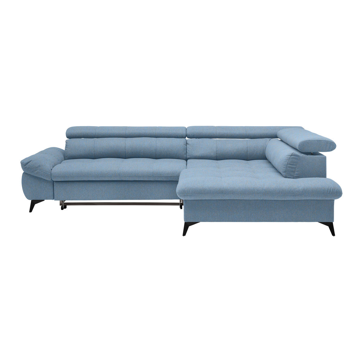ECKSOFA Chenille Hellblau  - Schwarz/Hellblau, Modern, Textil/Metall (296/201cm) - Livetastic