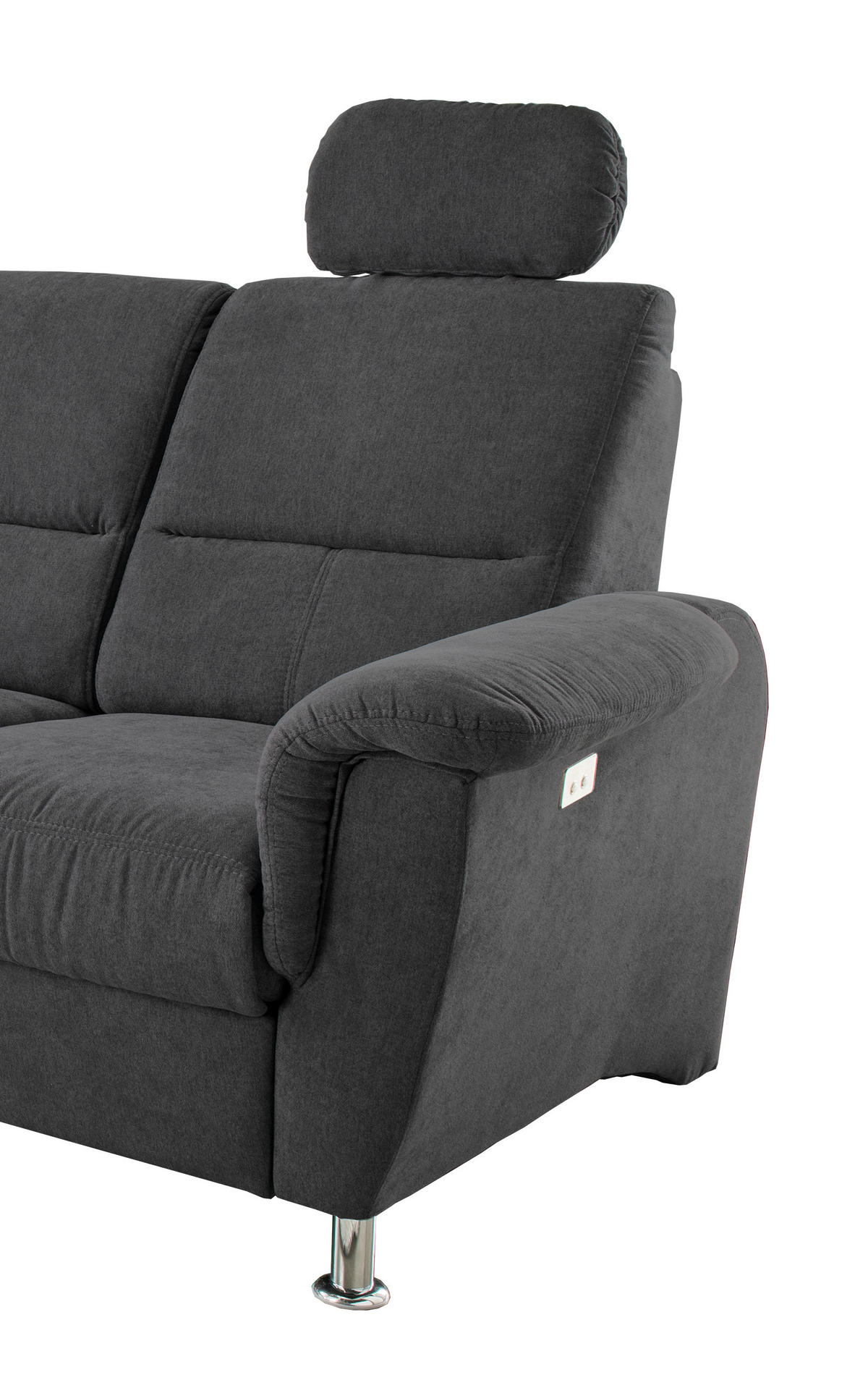 ECKSOFA in Mikrofaser Schwarz  165/292 cm  - Chromfarben/Schwarz, KONVENTIONELL, Textil/Metall (165/292cm) - Livetastic