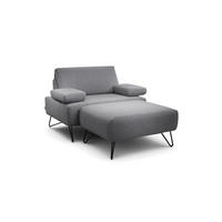 SESSELSET in Chenille Anthrazit  - Anthrazit/Schwarz, Design, Textil/Metall (114-142/85/86-94cm) - SENSOO