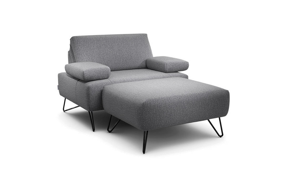 SESSELSET in Chenille Anthrazit  - Anthrazit/Schwarz, Design, Textil/Metall (114-142/85/86-94cm) - SENSOO