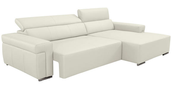 ECKSOFA DUA in Echtleder Weiß  293/170 cm  - Chromfarben/Weiß, Design, Leder/Metall (293/170cm) - Novel