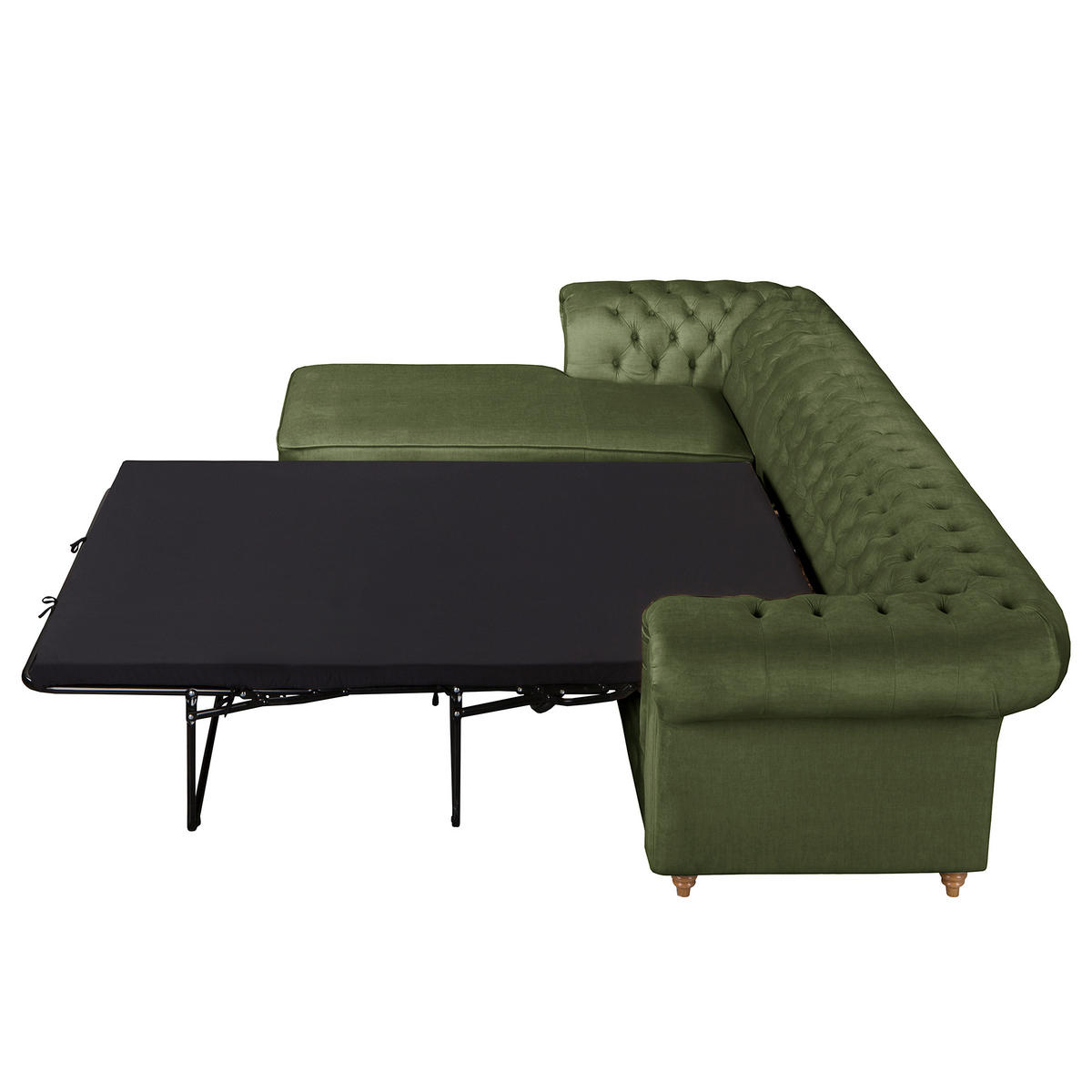 ECKSOFA Mikrofaser Dunkelgrün  - Dunkelgrün/Braun, Design, Holz/Textil (182/284cm) - P & B