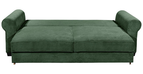 SCHLAFSOFA mit Stoffauswahl, Liegefunktion, Rücken echt Cord Dunkelgrün - Dunkelgrün/Schwarz, KONVENTIONELL, Kunststoff/Textil (247/95/125cm) - Hom`in