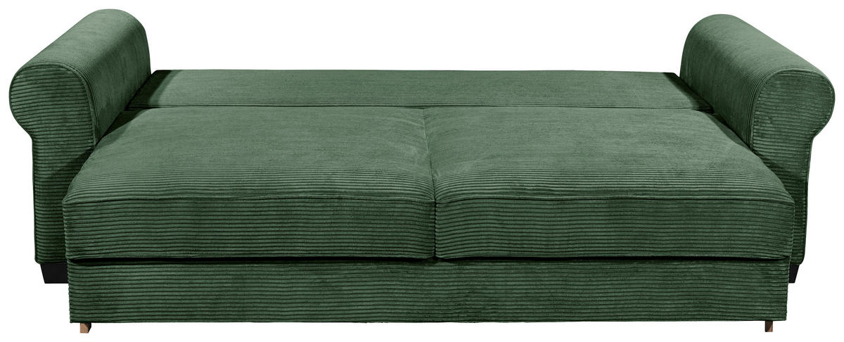 SCHLAFSOFA  mit Stoffauswahl, Liegefunktion, Rücken echt Cord Dunkelgrün  - Dunkelgrün/Schwarz, KONVENTIONELL, Kunststoff/Textil (247/95/125cm) - Hom`in