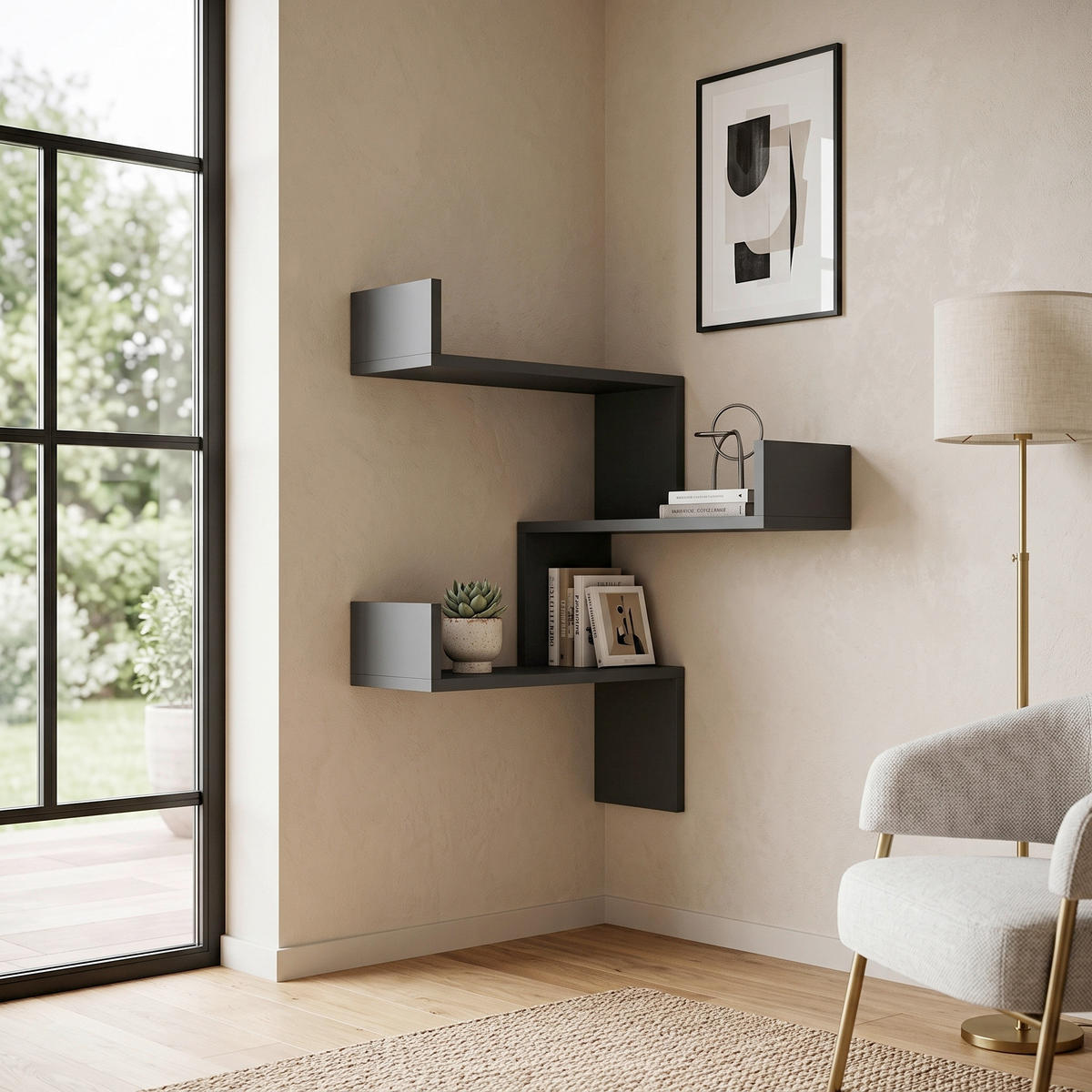 WANDREGAL 60/90/22 cm  - Anthrazit, Design, Holzwerkstoff (60/90/22cm) - Livetastic