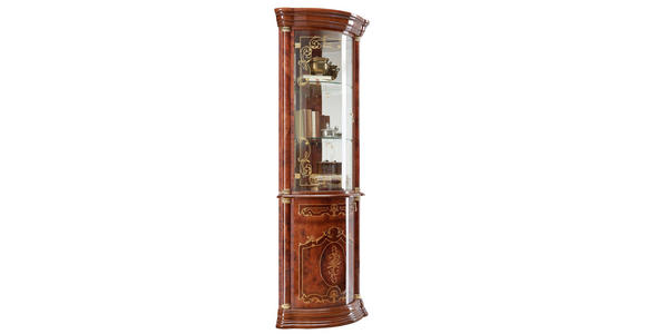 ECKVITRINE in Goldfarben, Nussbaumfarben - Goldfarben/Nussbaumfarben, LIFESTYLE, Glas/Holzwerkstoff (56/205/56cm) - Cantus