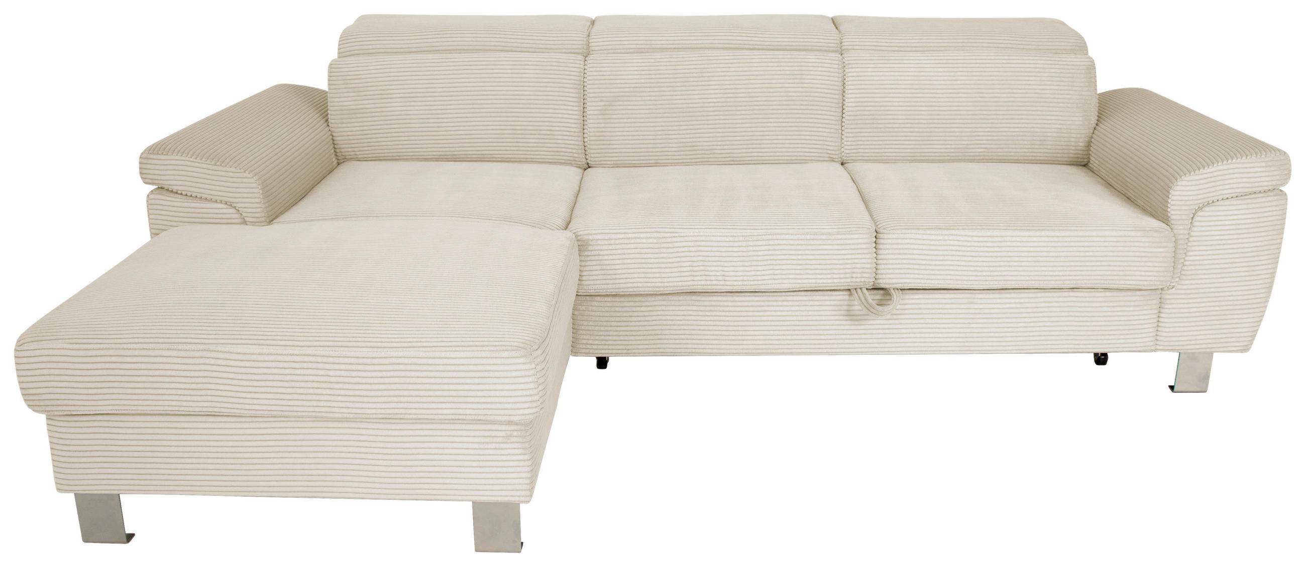 ECKSOFA Cord Naturfarben  - Silberfarben/Naturfarben, Design, Textil/Metall (167/250cm) - Xora