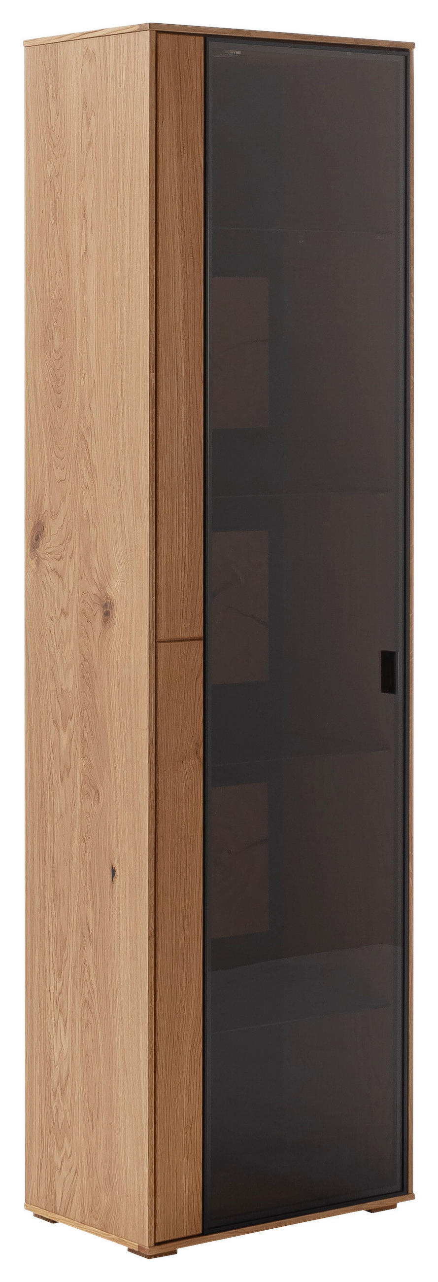 VITRINE  in furniert, massiv Wildeiche Wildeiche - Wildeiche/Anthrazit, Design, Glas/Holz (58/206/37cm) - MID.YOU